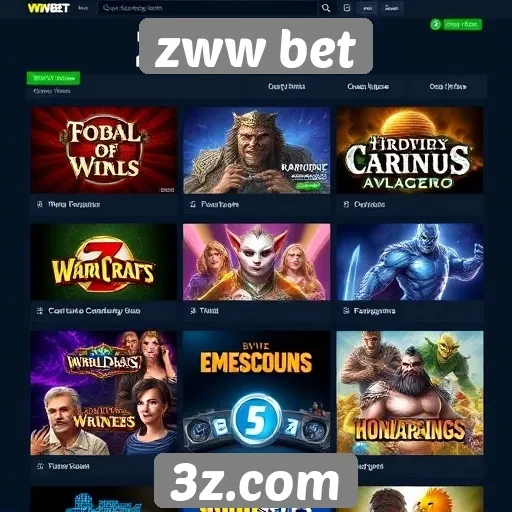 Variedade de jogos disponíveis no zww bet